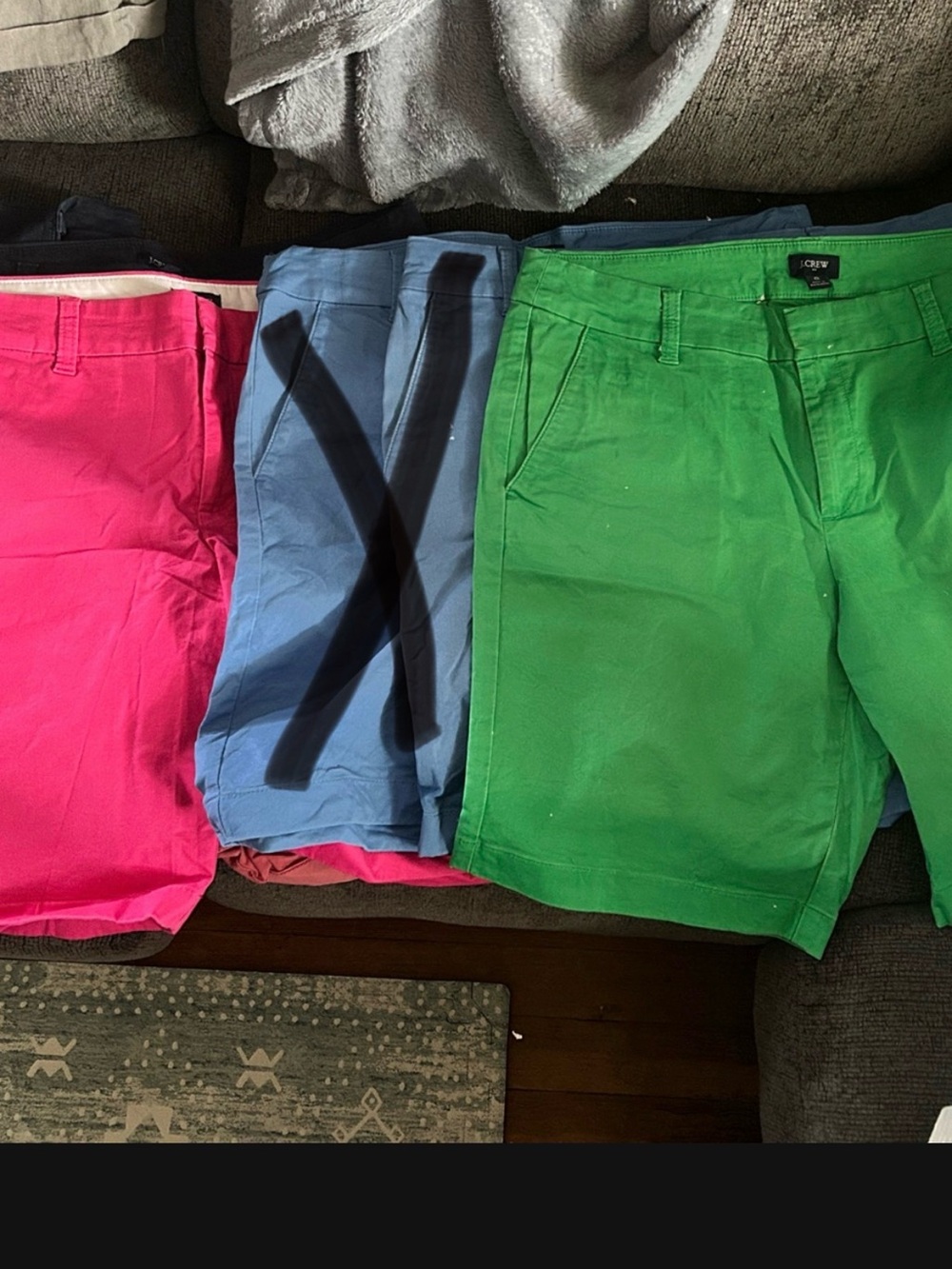 J Crew size 8 9” Chino Bermuda Shorts green & pink
